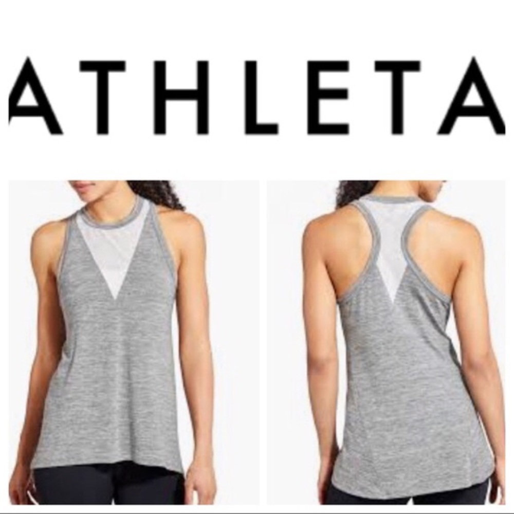Athleta Utopia Mesh Tank - Gray Small S - Picture 2 of 4